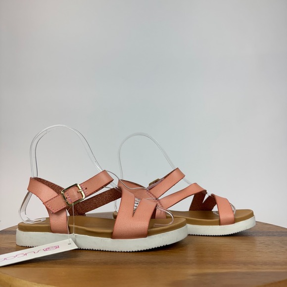 Big Kids Chlidrens Sugar Ginny Peach Leather Strappy Comfort Sandals Size 1 Y - Picture 1 of 8